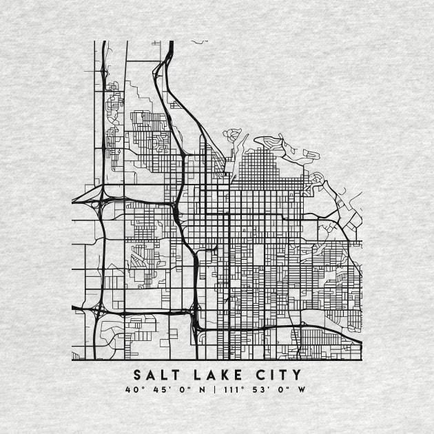 SALT LAKE CITY UTAH BLACK CITY STREET MAP ART by deificusArt